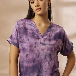 all about you Tie And Dye Extended Sleeves Cotton Top-image-32