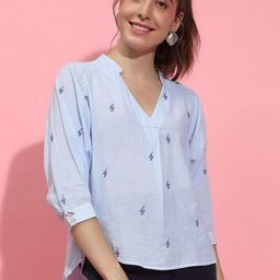 Oxolloxo Floral Embellished Cotton High-Low Top-image-51