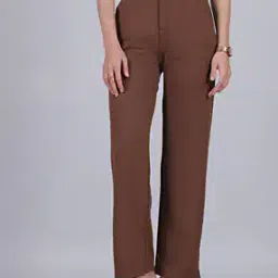 Shein Full Length High Rise Straight Fit Trousers with Pockets-image-51