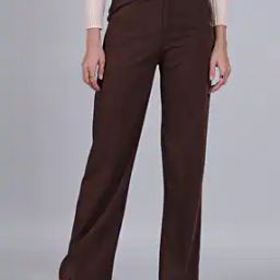 Shein Full Length High Rise Straight Fit Trousers with Pockets-image-53