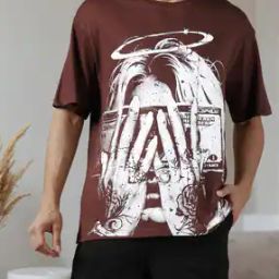 Shein Drop Shoulder Graphic Front Print Crew Tshirt-image-103