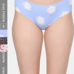 Amour Secret Pack Of 3 Printed Leak Proof Briefs P201Blue, Peach & Black-image-66