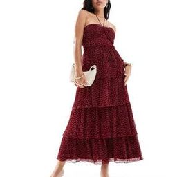 Shirred Bust Micro Pleat Tiered Maxi Dress-image-51