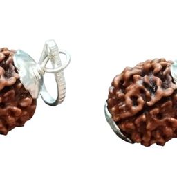 FOREVER Gems Real 4 Mukhi Rudraksha Original Certified Chaar Mukhi Rudraksh AA++ Four Face Rudraksha With Silver Capping Genuine Chaar Mukhee Rudraaksh 4 Face RuthratchamFor Astrology Buy 1 Get 1 Free image 1