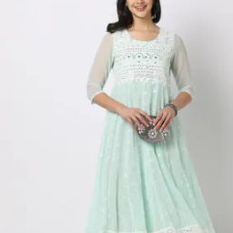 Embroidered Fit & Flare Dress-image-19
