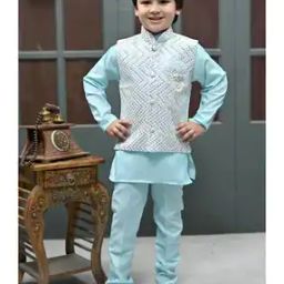 Boys Embellished Kurta Pyjama Set-image-8