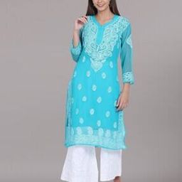 paramount chikan Women Chikankari Embroidered Straight Kurta-picture-1