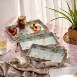 Set of 3 Rectangle Enamel Coated Multipurpose Serving Trays-81