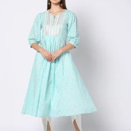 Women Leheriya Print Flared Kurta-image-12