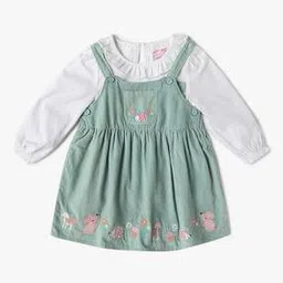 Girls Embroidered Cotton Fit & Flare Dress with Top-image-65