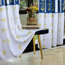 Set of 2 Floral Print Eyelet Long Door Curtains-image-101