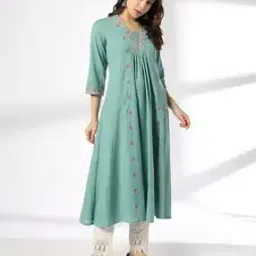Women Embroidered Flared Kurta with Insert Pocket-image-83