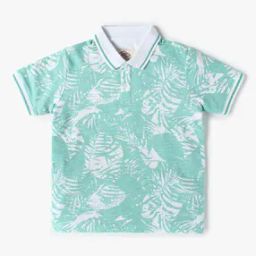 Boys Leaf All-Over Print Regular Fit Round-Neck T-Shirt-image-29