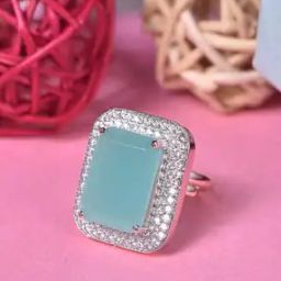 Women Rose Gold-Plated Stone-Studded Adjustable Ring-image-42