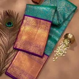 Women Kanjeevaram Saree with Contrast Border-image-12