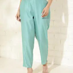 Women Flat-Front Pants with Semi-Elasticated Waist-picture-17