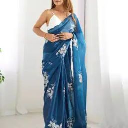 Women Embroidered Saree with Scalloped Border-image-36