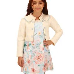 cutecumber Girls Floral Print A-Line Dress with Jacket-picture-30