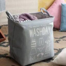 Typographic Print Foldable Laundry Bag-image-79
