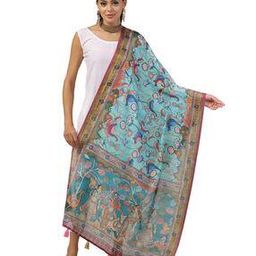 Women Kalamkari Print Dupatta with Tassels-image-66