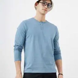 Men Slim Fit Cotton Henley T-Shirt-image-49