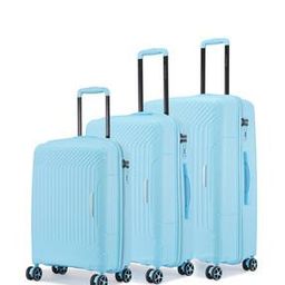 Men Set of 3 Striped Trolley Bags with Number Lock-35