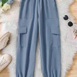 Girl Flat-Front Cargo Pants with Elasticated Waist-picture-4
