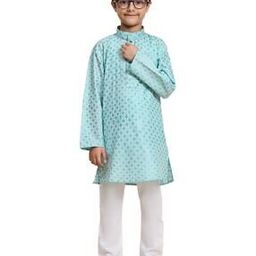 Boys Floral Print Regular Fit Kurta Pyjamas Set-image-56