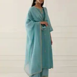 Women Embroidered Straight Kurta with Pants & Dupatta-49