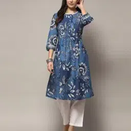 Electric Blue Viscose Straight Kurta-image-5