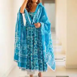 Printed Flared Kurta with Pants & Dupatta-image-53