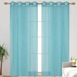 Set of 2 Stripe Sheer Window Curtains-22