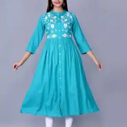 Women Embroidered Flared Kurta-image-77
