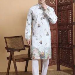 Men Embroidery Regular Fit Long Kurta-image-81