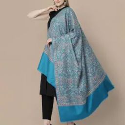Floral Kashmiri Woollen Shawl with Fringes-29