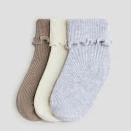 Pack of 3 Ribbed Ankle-Length Socks-image-83