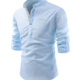Slim Fit Short Kurta with Roll-Up Sleeves-picture-23