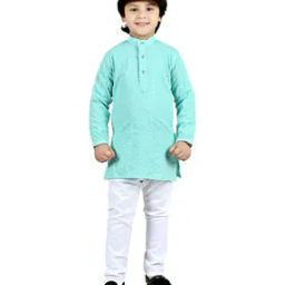 Boys Embellished and Embroidery Kurta Pyjama Set-image-3