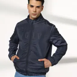 Men Typographic Print Slim Fit Biker Jacket-image-72