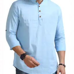 Men Mandarin-Collar Regular Fit Short Kurta-picture-42