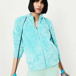 Women Regular Fit Zip-Front Teddy Jacket-image-31