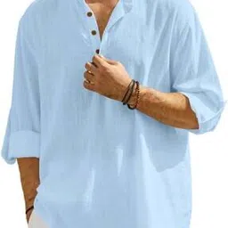 Men Regular Fit Short Kurta with Roll-Up Sleeves-image-89