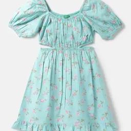 Floral Print A-Line Dress with Cutouts-image-40