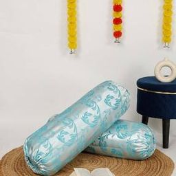Set of 2 jacquard Self Design Floral Bolster Cover-image-69