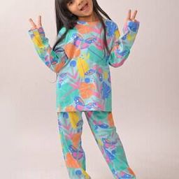 anthrilo Girls Tropical Print T-Shirt & Pyjamas Set-picture-45