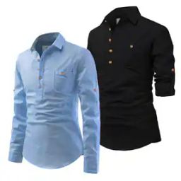 Men Slim Fit Short Kurta with Spread Collar-52