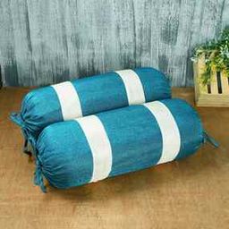 Set of 2 Colourblock Jute Bolster Covers 15" x 30"-9
