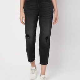 Light-Distressed Cropped Jeans with Whiskers-image-53