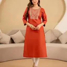 revangi Women Embroidered Straight Kurti-picture-3