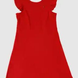 tommy hilfiger Girls Cotton Round Neck A-Line Dress-picture-12